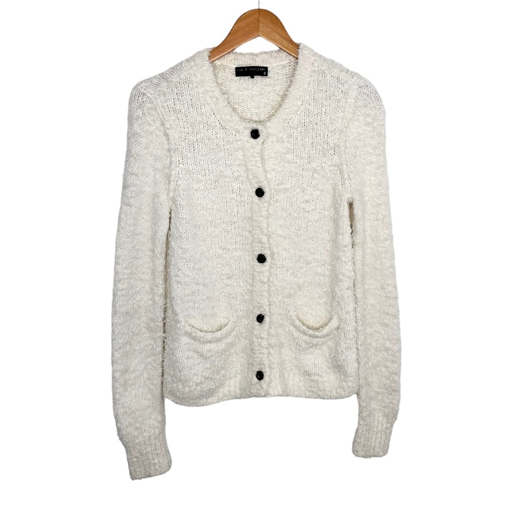 Rag & Bone Knit Womens Christina Textured Cardigan Sz Small Ivory Button Up - Picture 1 of 6